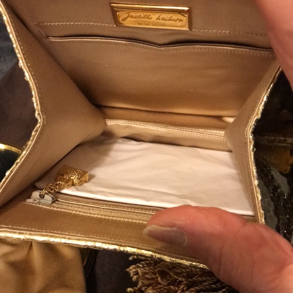TWO Judith Leiber purses! One silver with crystals. One gold. - Picture 8 of 13